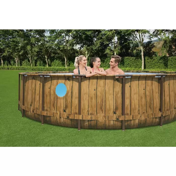 Каркасный бассейн Bestway 56977 BW, Power Steel 549x122см "Под дерево" 23062л, фильтр-насос, лестница, тент, попл.-доз. фото 4
